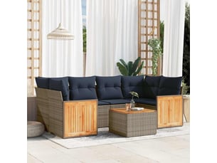 Vidaxl ensemble de canapé de jardin 7 pcs avec coussins gris résine tressée