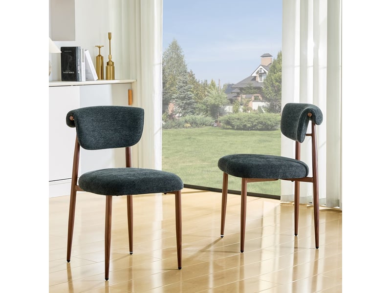  Table et chaises de salle à manger lot de 2 chaises chaise de rembourrée dossier courbé style moderne sans accoudoirs  - Conforama A