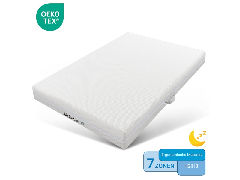  Matelas en mousse 160x200 cm froide 7 zones réversible, h2h3, blanc  - Conforama A