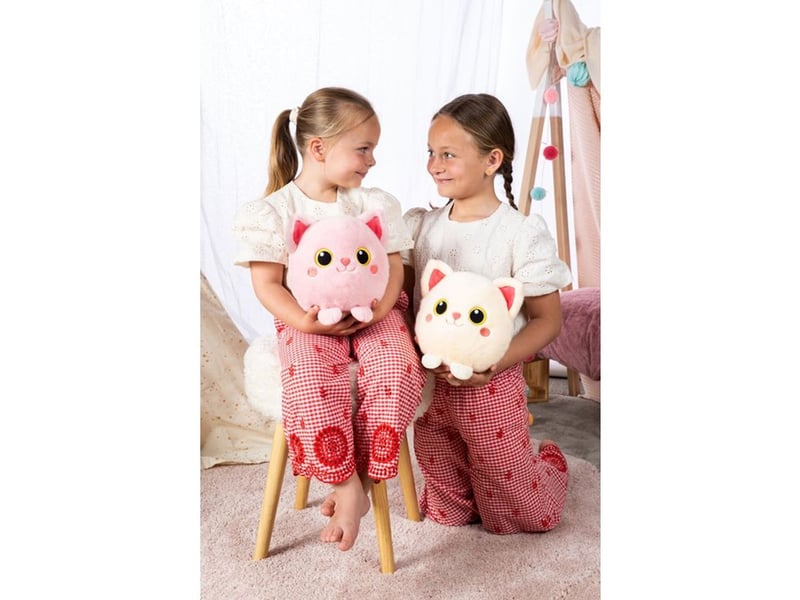  Peluche chat rond moko maru kitty 20 cm rose kawaii 72020 - Conforama C