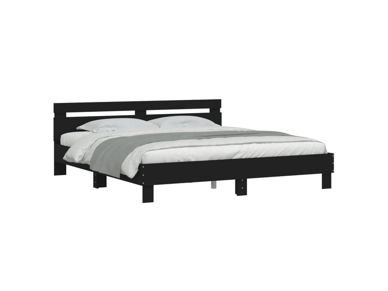  Lit double- lit adulte -  cadre de lit avec led sans matelas noir 200x200 cm  - Conforama B