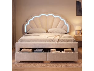 Lit avec rangement 140x200 cm <strong>Lonelyo</strong>  <strong></strong> coloris blanc