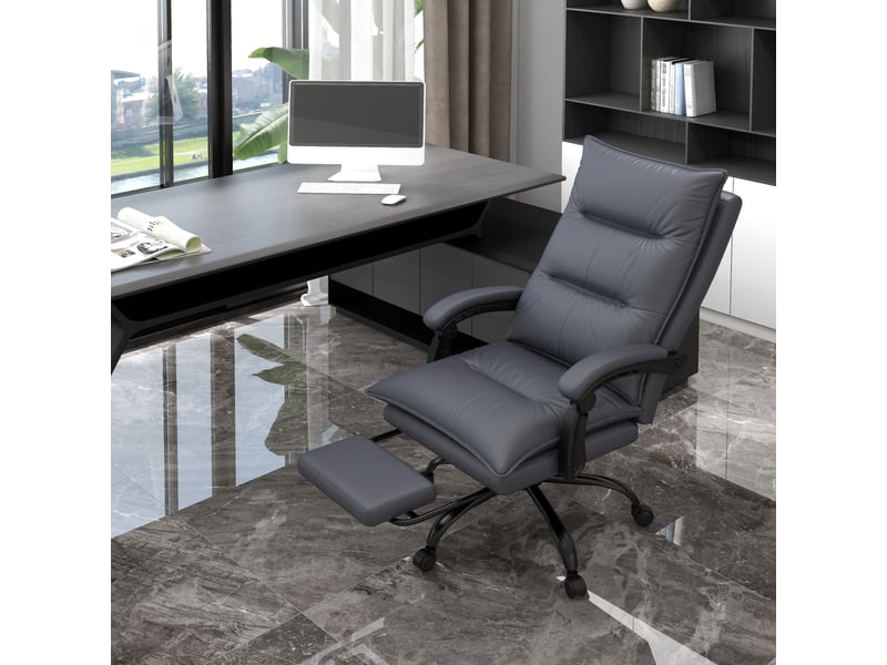  Fauteuil de bureau avec fonction massage et chauffage, repose-pieds, supporte jusqu'à 120 kg, gris foncé  - Conforama C