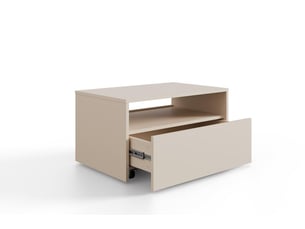 Table basse lino 80 x 50 cm - roulettes et tiroir, cachemire