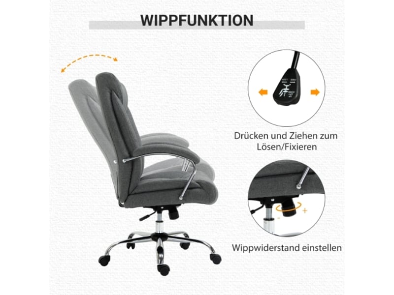  Chaise de bureau ergonomique inclinable avec appui-tête, nylon gris, 65x78x110-118 cm  - Conforama D