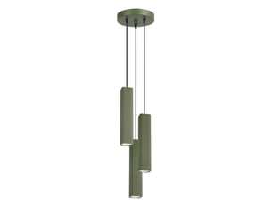Suspension rayo 3p vert olive aluminium moderne 108x20x20cm