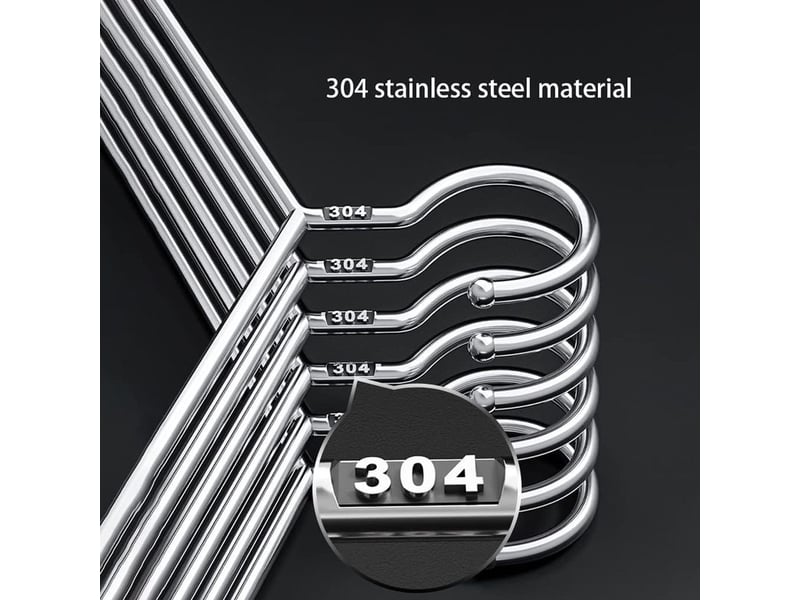 Lot de 10 cintres en métal inox 42 cm – rainures antidérapantes – ultra fins pour gain d’espace – résistants aux déformations - Conforama B