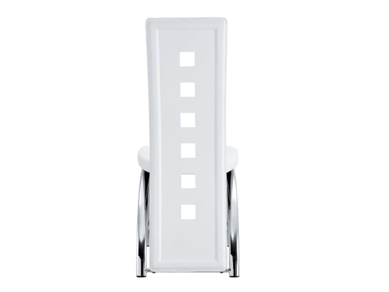 Lot de 2 chaises design européen à motif perforé pu blanc, pieds métal argenté – hauteur 102,5 cm – salon moderne - Conforama D