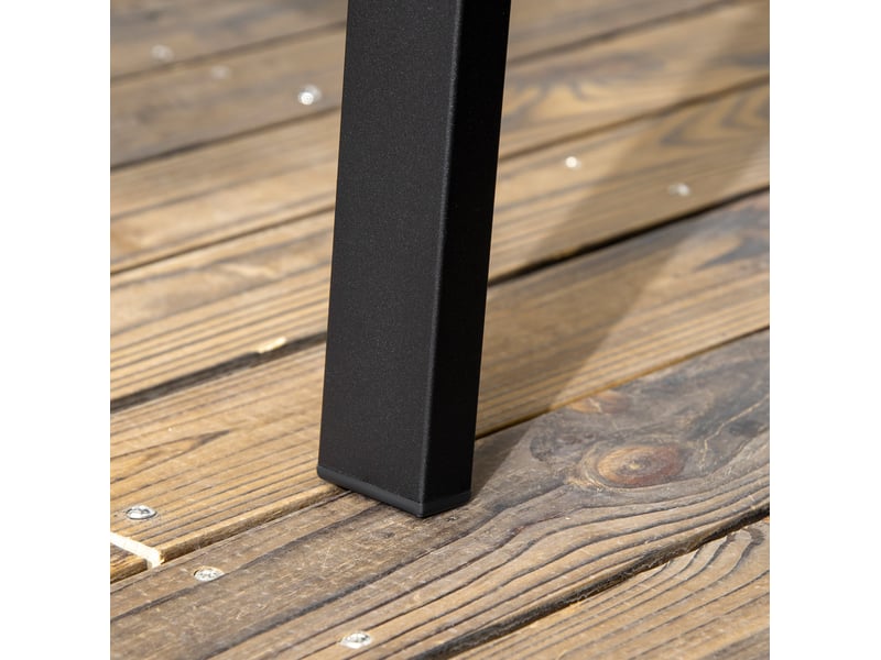Banquette de jardin 2 places noire en acier avec dossier fleuri et accoudoirs, idéale pour terrasse et jardin - Conforama D