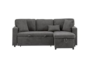 Canapé d'angle réversible convertible DESMIU  4 places Tissu gris avec coffre de rangement