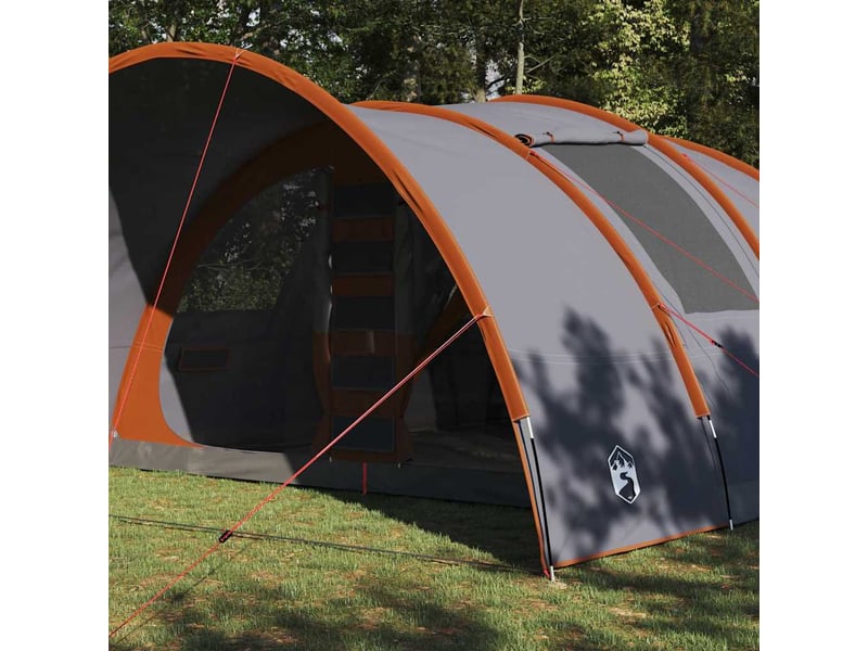 Tente tunnel, tente de camping 8-personnes 8 personne gris et orange - Conforama C