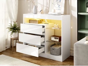 Commode 3 tiroir(s) SEYAKANY coloris blanc largeur 90 cm