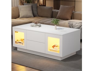 Table basse rectangulaire coloris blanc <strong>CHICFURN</strong> <strong></strong> - 50 cmx100 cm