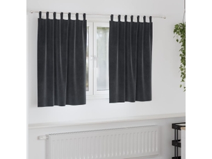Lot de 2 rideaux, rideaux de fenêtre gris foncé 140 x 140 cm velours cf44061