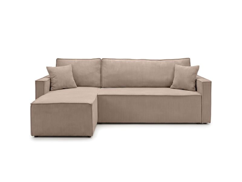  Farah - canapé d'angle reversible convertible 4 places accoudoirs slim velours cotelé  - Conforama E