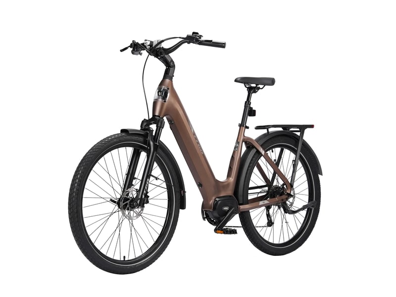 Vélo électrique ttgo z5, 250 w mid-drive, batterie 36 v 18 ah, marron - Conforama B