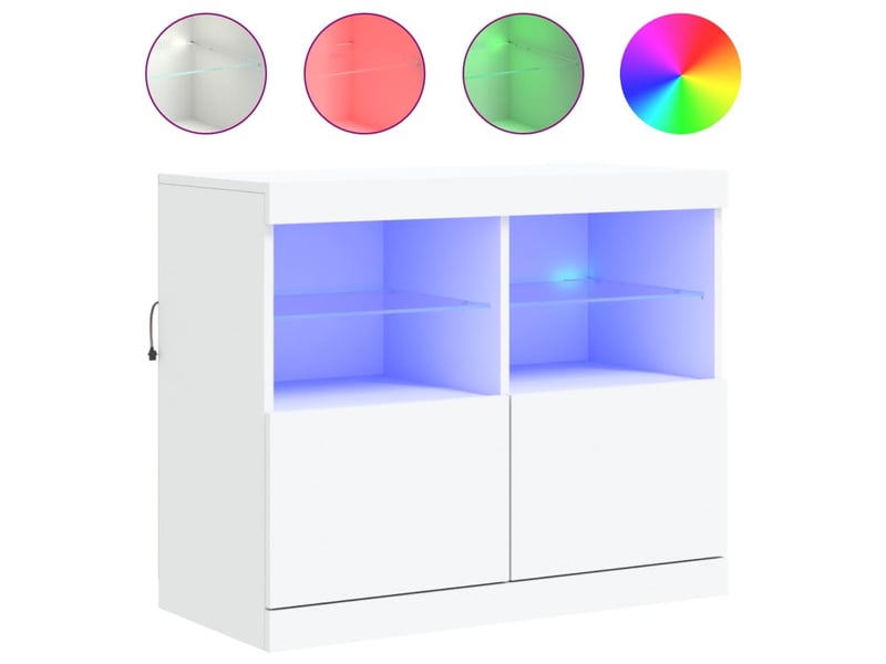 Buffet - bahut - meuble de rangement avec lumières led blanc 81x37x67 cm - Conforama A
