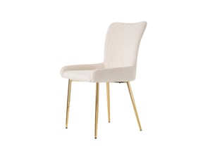 Lot de 4 chaises de salle à manger en velours beige et doré