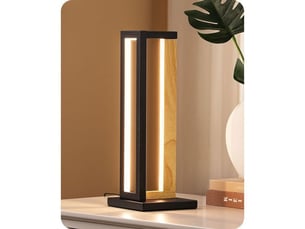 Lampe de chevet tactile dimmable led 3 temperatures 35 cm metal bois noir