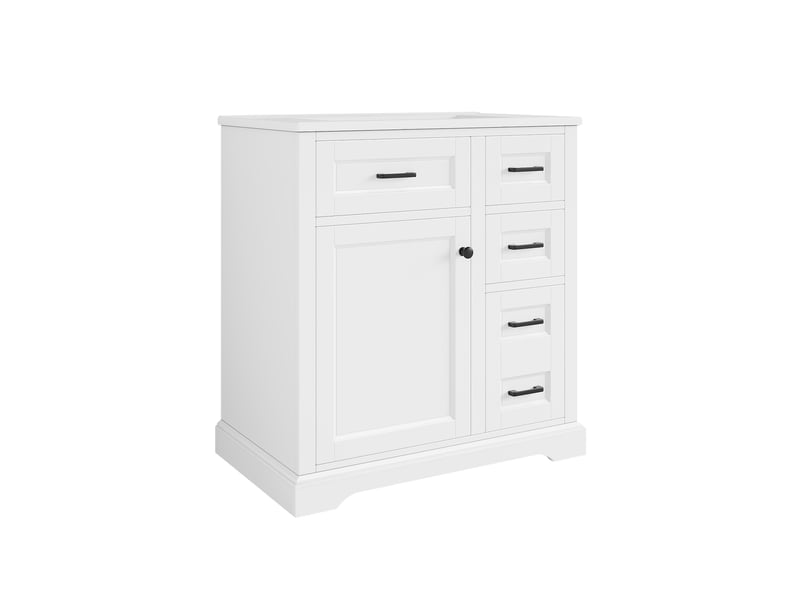  Meuble vasque blanc 76 cm avec lavabo céramique intégré Soft-Close  - Conforama E