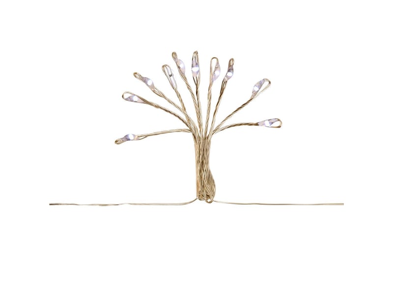  Guirlande lumineuse à pompons d'intérieur 1 m 100 led blanc froid fil cuivre à piles  - Conforama D