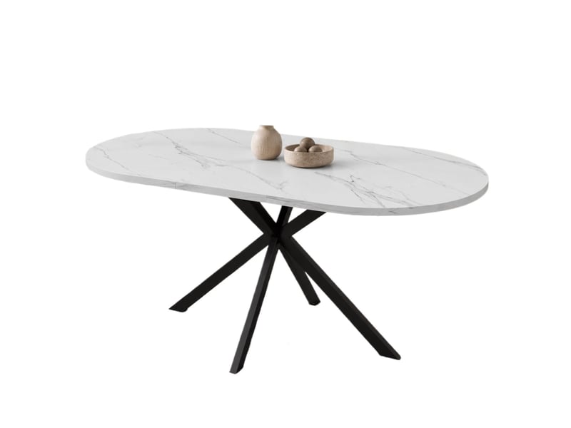  Table extensible ovale 120 à 160 sur 80 sur 75 cm coloris bois mdf pieds métal salle à manger  - Conforama A