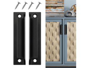 2 poignées pour porte coulissante, invisibles pour meubles d'intérieur, en alliage, avec distance entre axes de 90 mm (noir)