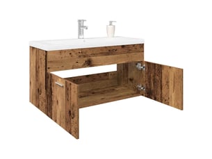 Meuble avec vasque, armoire salle de bain intégrée vieux bois bois d'ingénierie cf65570