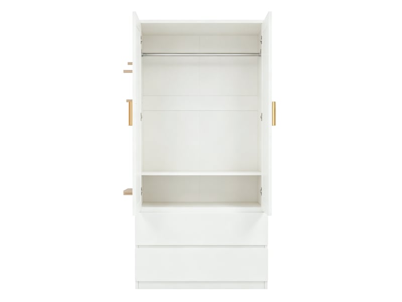  Armoire avec panneau perforé et 2 tiroirs 2 portes 70x50x170 cm, coloris blanc  - Conforama D