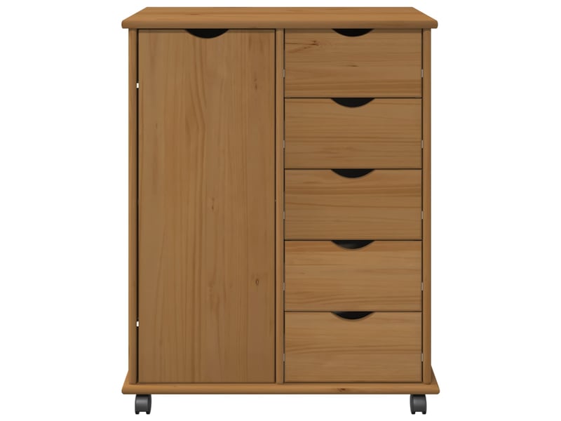  Caisson roulant de bureau, meuble de rangement 63,5 x 39 x 79 cm bois de pin massif  - Conforama E