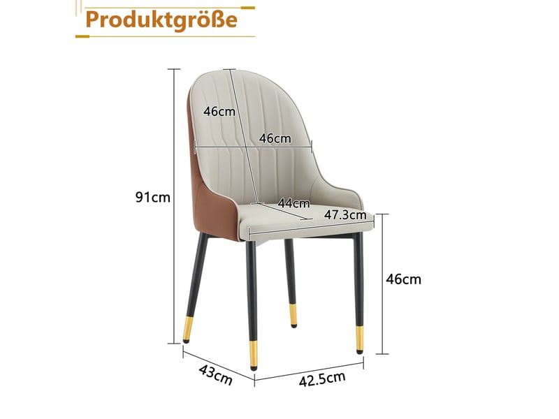  Lot de 2 chaises de salle à manger en similicuir pu gris chaud et marron  - Conforama C