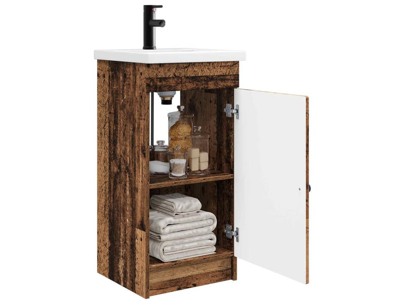Meuble de salle de bain avec évier bois ancien shl9447 - Conforama C