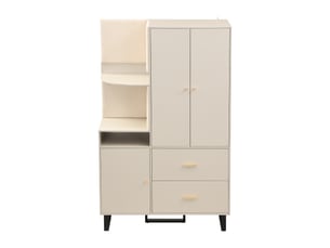 Vestiaire d'entrée avec tringle 2 tiroirs et porte mdf beige et gris 110x38x186 cm