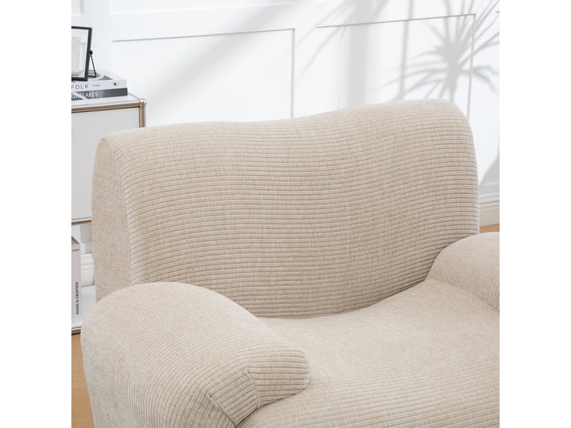  Fauteuil chenille avec repose-pieds compact pour petit salon - coussin mousse haute résilience 30d couleur kaki clair  - Conforama R