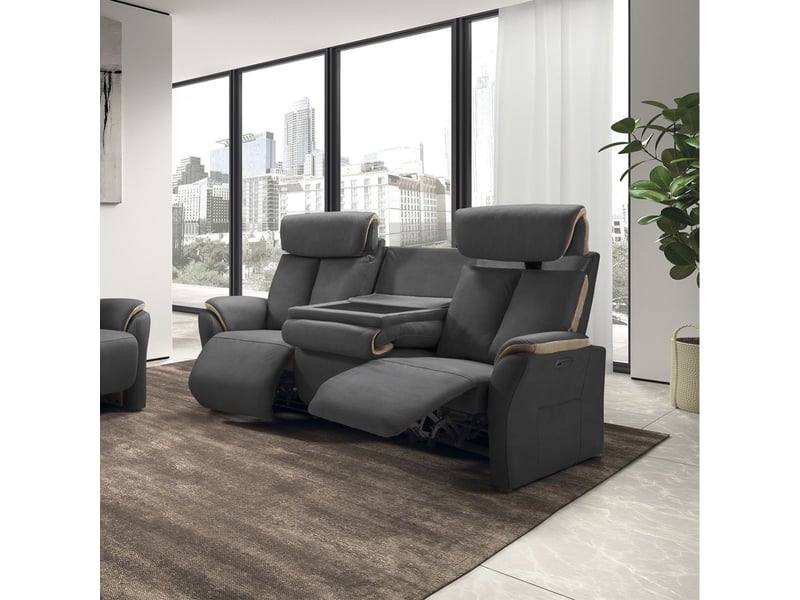  Canapé 3 places relax électrique new nobuck gris foncé et beige - odeon ODEON - Conforama B