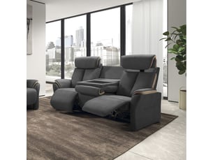 Canapé droit relax électrique <strong>ALTOBUY</strong> <strong>ODEON</strong> 3 places Polyester gris