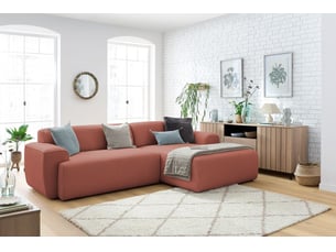 Canapé d'angle droit fixe BOBOCHIC MARAIS 4 places Tissu Rose