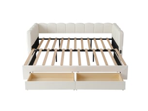 Lit banquette 90x190 cm <strong>RAUMIO</strong> <strong></strong> coloris beige
