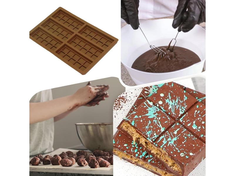  Ensemble de deux ustensiles de pâtisserie résistants à la chaleur moules à chocolat en silicone alimentaire 2 moules + 100 sachets opp + 1 raclette  - Conforama D
