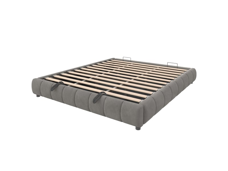  Lit plateforme flottant gris 180x200 cm - coffre hydraulique, éclairage led, sans tête de lit  - Conforama A