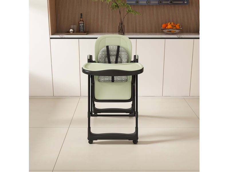  Chaise haute bébé 2-en-1 pliable vert foncé avec fonction transat  - Conforama E