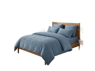 Parure de lit 240x260 cm gaze de coton - coton 57 fils bleu mer