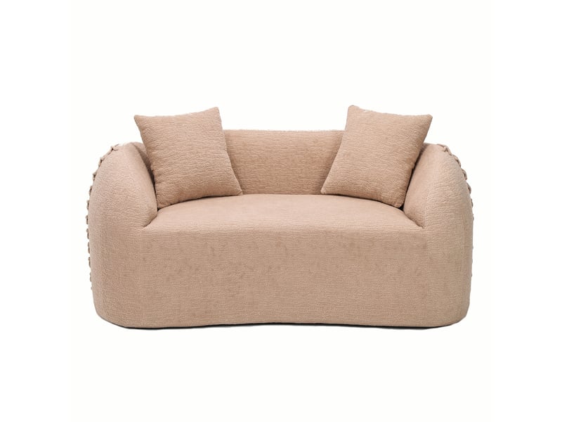  Canapé 2 places courbé duboisdesign série baseball tissu chenille rose 155×67×90 cm  - Conforama A