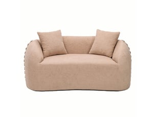 Canapé 2 places courbé duboisdesign série baseball tissu chenille rose 155×67×90 cm