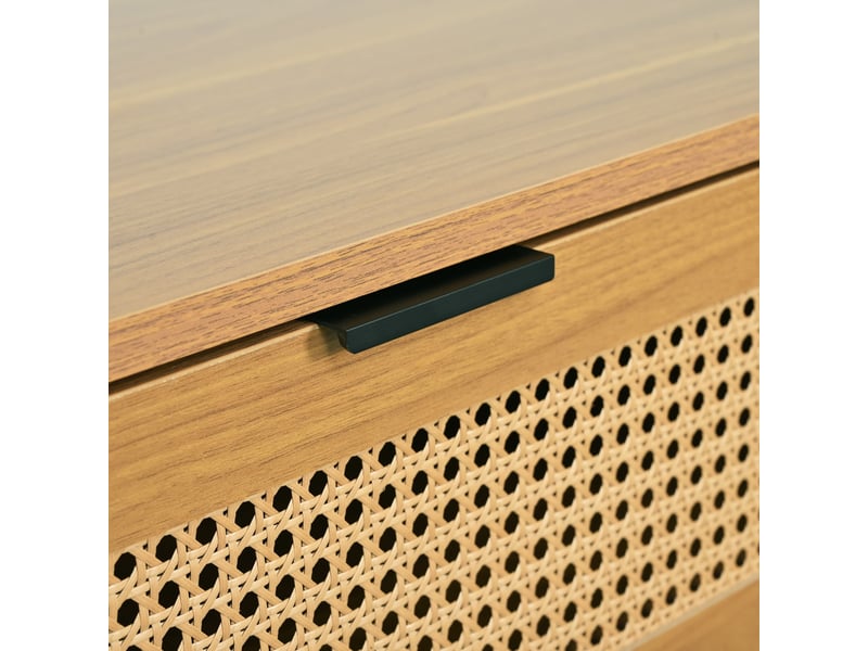  Commode à 6 tiroirs, 120 × 76,5 × 40 cm, avec poignées en métal, meuble de rangement pour chambre, couleur noyer  - Conforama E
