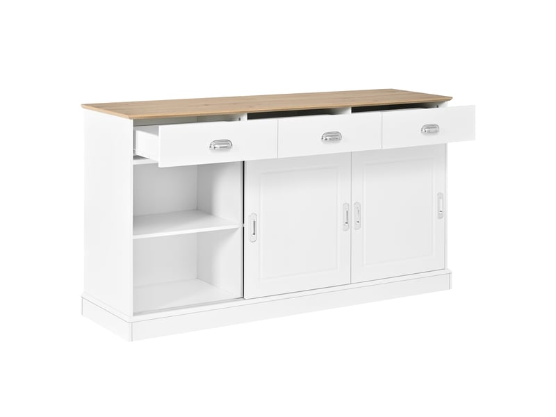  Buffet de rangement 140x40x77 cm - 3 tiroirs - meuble de salon et salle à manger - mdf - blanc CozyNest - Conforama E
