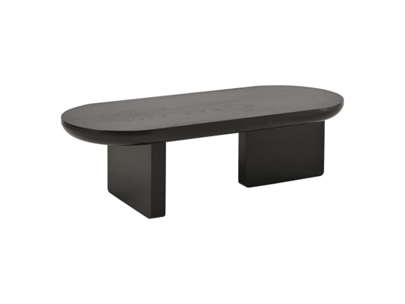  Table basse ovale noire en mdf – design moderne minimaliste pour salon, finition peinture en spray  - Conforama D