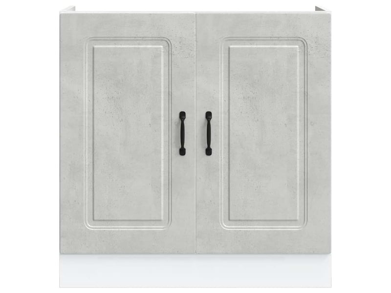  Meuble de cuisine, meuble bas pour évier kalmar gris béton bois ingénierie  - Conforama D