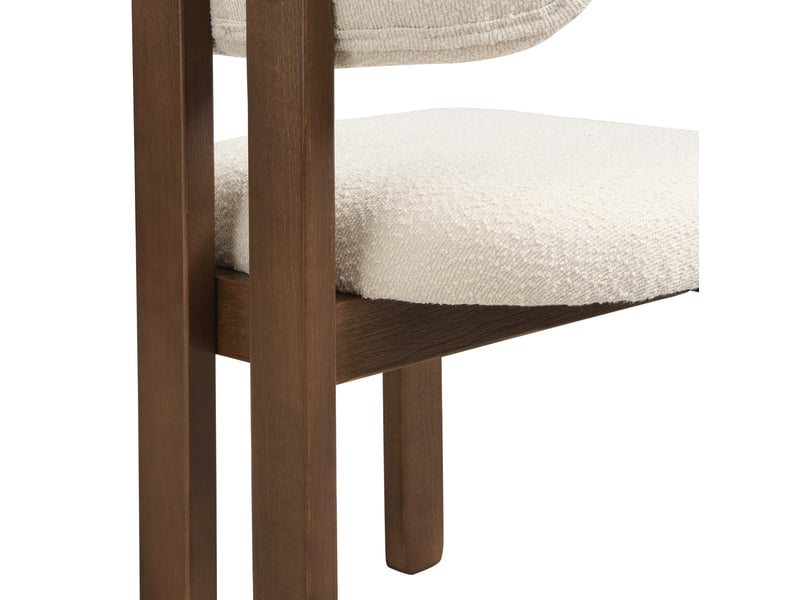  Lot de 4 chaises de salle à manger 54x54x79 cm noyer et écru, bois et tissu bouclé, assise 49,5 cm  - Conforama E