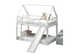 Lit superposé 90x200 cm <strong>MERAX</strong>  <strong>lit enfant blanc</strong> coloris blanc